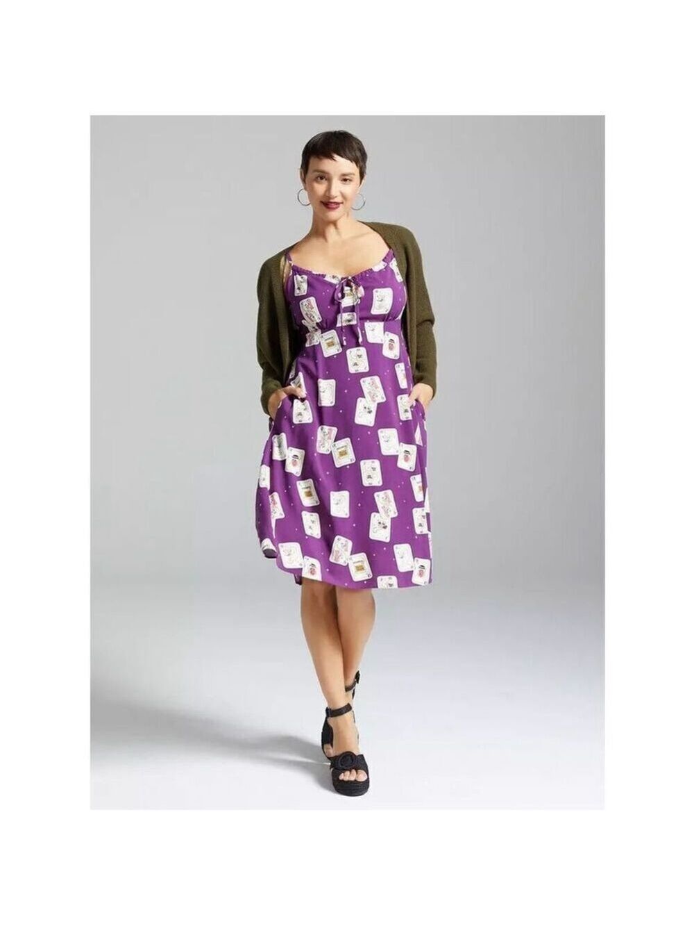 Disney The Nightmare Before Christmas Playing Cards Allover Print Slip Dress - S